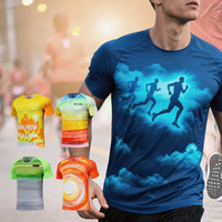 Kaos Kru Poliester Cepat Kering Cetak Sublimasi Balap Iklan Perusahaan Olahraga Lari Gym Kaos Olahraga