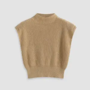 Solid Color Sleeveless Sweater Summer Half Turtle Neck Y2K Thread Women's Knitted Vest