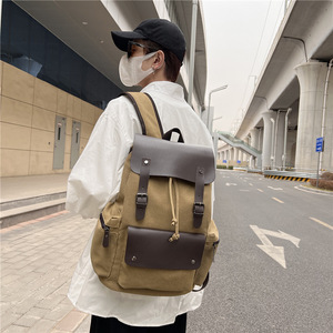 Sac à dos en toile vintage personnalisé, sac d'affaires <span class=keywords><strong>de</strong></span> voyage tendance, sac pour ordinateur, cordon <span class=keywords><strong>de</strong></span> serrage, polyester, capacité 36-55L, sangle à coussin d'<span class=keywords><strong>air</strong></span> - Product Image 3