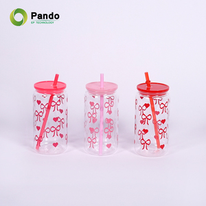 Bidon en plastique réutilisable Offre Spéciale de 16oz pour des pots de maçon d'enfants <span class=keywords><strong>tasse</strong></span> acrylique de pp avec le couvercle et la paille pour des enfants - Product Image 1