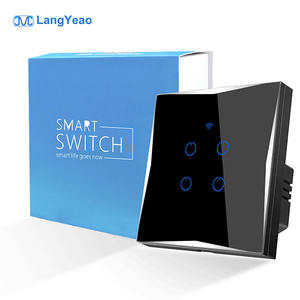 Interruptores Inteligentes WiFi <span class=keywords><strong>con</strong></span> <span class=keywords><strong>Pantalla</strong></span> Táctil LangYeao Tuya para Hogar Inteligente, Panel de Vidrio de 1/2/3/4 Botones, Interruptor Inteligente de Pared, Control Remoto <span class=keywords><strong>Alexa</strong></span>, ABS - Product Image 1