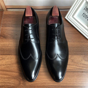 Nuevos zapatos de cuero británicos con cordones y punta en pico, zapatos formales de negocios Brook, zapatos de moda de cuero para jóvenes hombres. - Product Image 2