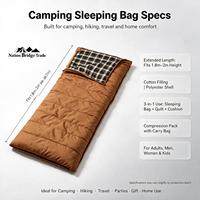 Kantong Tidur Camping Tipe Amplop 3 Musim Hangat Cuaca Dingin Musim Panas Musim Semi Musim Gugur Ringan Tahan Air Poliester Luar Ruangan