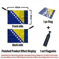 Drapeaux à main personnalisés imprimés numériquement pour tous les pays, avec mât en fibre de carbone, grande taille, en polyester, drapeaux nationaux pour le monde entier