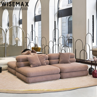 WISEMAX FURNITURE Canapé en tissu velours de luxe italien, canapés de salon, canapés modulaires modernes, canapé d'angle incurvé à 7 places