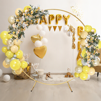 Kit Gapura Bulat Besi Emas 6.6ft, Stand Latar Foto untuk Pernikahan, Pesta Ulang Tahun, Dekorasi Balon dan Bunga