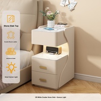 Table de chevet intelligente avec chargeur sans fil, LED, multifonctionnelle, tiroir de rangement, meuble de chambre à coucher pour petits espaces