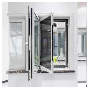 सुरक्षा जाल बुलेटप्रूफ ब्लैक फ्रेम तूफान प्रूफ इलेक्ट्रिक बेडरूम द्वि तह ग्लास एल्यूमीनियम कैसमेंट विंडो - Product Image 1