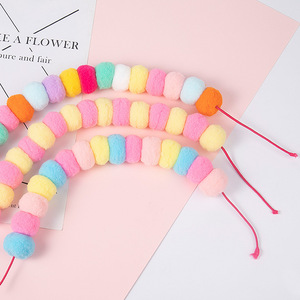 Kalung Pemulihan Hewan Peliharaan yang Dapat Disesuaikan, Ramah Lingkungan, Nyaman, dengan Aksesori Bola Rambut Tenun Tangan, Warna Solid, Kalung Anjing - Product Image 2