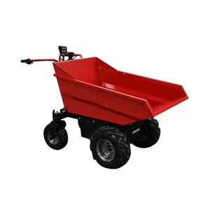 Chariot à benne basculante en acier rouge à quatre roues avec revêtement en poudre, plateforme mobile, usage industriel - Product Image 3