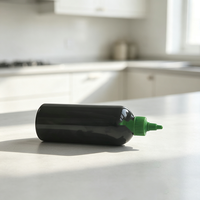 Bouteille vide en plastique noir de 16 oz avec bouchon à vis, pour huile capillaire, savon liquide, huile de cuisson, crème essentielle