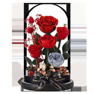La vera <span class=keywords><strong>rosa</strong></span> con luce a LED ha conservato Rose in vetro fiore eterno cupola per la ragazza donna <span class=keywords><strong>rossa</strong></span> san valentino regalo <span class=keywords><strong>rosa</strong></span> - Product Image 4