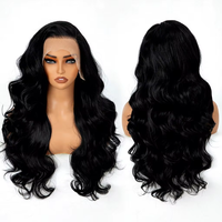 Perruque africaine 13x4 Lace Front ajustable avec base en soie transparente, pour femme, noire, bouclée Jerry Curl, frisée, résistante à la chaleur, synthétique complète
