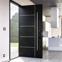 Porte de sécurité moderne en aluminium moulé avec fonction antivol, porte d'entrée en polymère de style traditionnel chinois