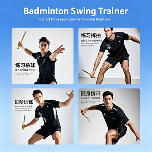 Portable Adjustable Badminton Swing <b>Trainer</b> Power Strength Training Tool Light Weight Replaceable Grip Tape Improve Smash Speed - Product Image 6