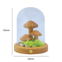 Lampes de table décoratives rechargeables à commande tactile en forme de champignon, lampe de chevet en verre LED en forme de champignon en bois pour chambre à coucher