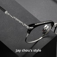 Monture de lunettes pour homme style Jay Chou, rétro britannique, faite à la main, en titane pur, pour grands visages, en acétate, sculptée avec précision, VERTICAL