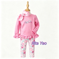 Ensemble de vêtements personnalisés pour bébé fille automne-hiver, ensemble de pulls en molleton français à volants pour petite fille, leggings floraux pour enfants