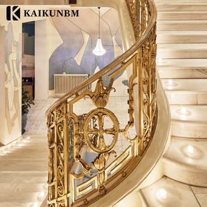 Chất Lượng Cao An Toàn Thiết Kế Sắt Rèn Cầu Thang Phía Trước Lan Can Vàng Thiết Kế Cầu Thang Lan Can - Product Image 6