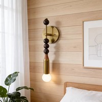 Applique murale en laiton avec perles de marbre, style rétro, pour éclairage intérieur d'hôtels et résidentiel, vente en gros d'usine, service personnalisé