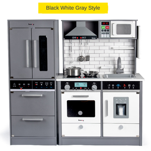 Kitchen Toys Children Kitchen Play Set White And Gray Large Refrigerator <strong>Cooking</strong> Set With Lights And Sounds