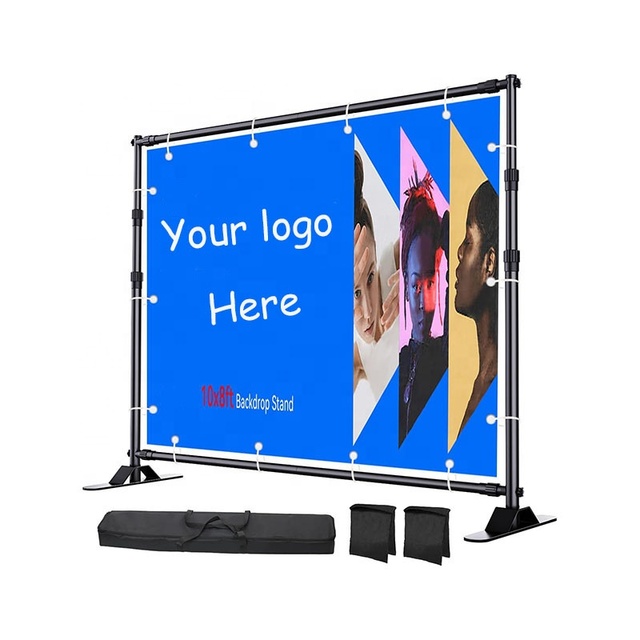 Custom Display Banner Heavy Duty Adjustable Background Stand Kit Pennant Style Carrying Bag Custom Size Backdrop Banner Stand