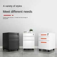 Meuble de rangement mobile pour bureau, armoire à dossiers à trois tiroirs, casier ignifuge, verrouillage en fer mobile, design moderne et simple