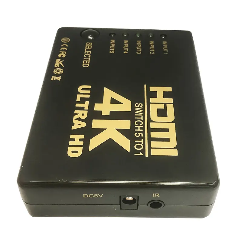 HDMI Switch 4K 60Hz Conmutador HDMI Switcher 5 Puertos Automatico Switch 5 Entradas a 1 Salida Soporta 4K for PS4 Xbox HDTV