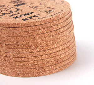 Round Edge Coaster <b>Custom</b> <b>Cup</b> Mat With Print Logo Reusable Cork Coasters for Drink - Product Image 2