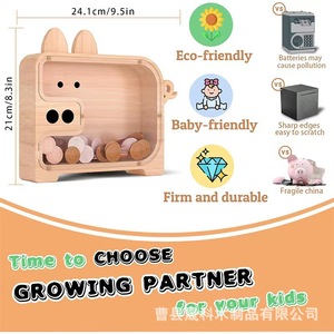 Hucha de madera con forma de cerdo para niños, caja de ahorro, regalo, almacenamiento, decoración - Product Image 5