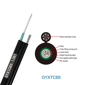 Gytc8s gyftc8s hình 8 dây thép bị mắc kẹt bọc thép SM 8 lõi 12 lõi 24 lõi ngoài trời sợi cáp