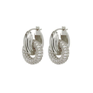 <span class=keywords><strong>Ristar</strong></span>-pendientes de aro de doble círculo para mujer, Micro pavé de diamante flotante, joyería de fiesta - Product Image 2
