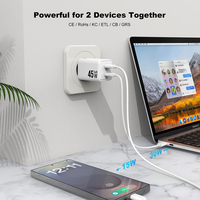 Cargador Gan de 45w para Teléfono Inteligente, Tipo C, Universal, Portátil, Carga Súper Rápida, Cargador de Pared PD de 45w, Compatible con Samsung y iPhone