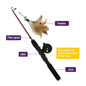 Doe, accesorios para mascotas, juguete interactivo para gatos, varilla telescópica, carrete de pesca de plástico, cuerda moderna/clásica para mascota, varita teaser transfronteriza - Product Image 2