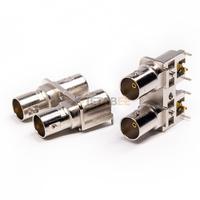 75ohm Nickel Plated Right Angle BNC Female Male Connector Conn Jack Through Hole 50 75 Ohm for Right Angle PCB Mount 2 Ports