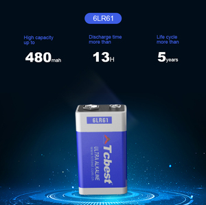 <span class=keywords><strong>Precio</strong></span> <span class=keywords><strong>de</strong></span> fábrica al por mayor <span class=keywords><strong>de</strong></span> <span class=keywords><strong>9</strong></span> <span class=keywords><strong>voltios</strong></span> 6LR61 Batería alcalina OEM/ODM con certificación CE ROHS para controles remotos y relojes - Product Image 2