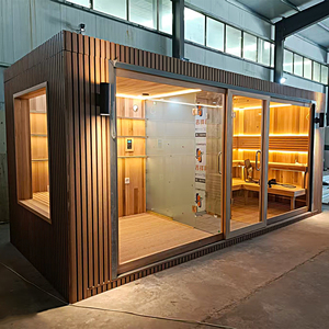 Sauna combiné avancé pour l'extérieur, 6 personnes, <span class=keywords><strong>poêle</strong></span> à granulés, sauna à chaleur sèche avec salon de sauna pour une utilisation de luxe dans le jardin - Product Image 1