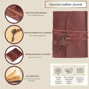 Diario de Cuero Hecho a Mano con Cierre de Llave Antigua, Cuaderno Vintage, Regalo Rústico para Él y Ella - Product Image 3