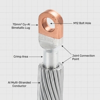 Borne annulaire à sertir en cuivre pour câble, type 16-300mm², connecteur de mise à la terre de batterie, borne de câble en cuivre, embouts de câble électrique