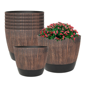 Phong Cách Mộc Mạc Nhựa Gỗ Whiskey Thùng Chậu 16-20 Inches Home & Vườn Chậu Hoa Bán Buôn - Product Image 1