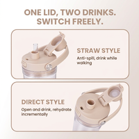 Gobelet minimaliste 500 ml/17 oz en Tritan sans BPA, anti-fuite, écologique, avec poignée de transport et paille Boba, idéal pour les étudiants et l'usage quotidien en extérieur