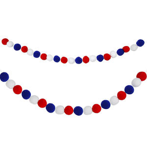Décoration de fête du jour de l'indépendance 2 mètres de boule de fourrure chaîne boule de fourrure décoration suspendue rouge blanc bleu boule bannière - Product Image 4