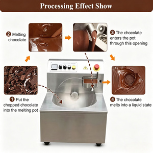 Piccola Macchina per la Produzione di <span class=keywords><strong>Cioccolato</strong></span> da 8 kg, 15 kg, 30 kg con Funzioni di Rivestimento, Modellatura, Temperaggio e Fusione - Product Image 3