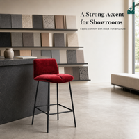 Tabouret de bar ergonomique rembourré en velours avec dossier, structure en acier noir thermolaqué, chaise de bureau ou de salon à hauteur de comptoir