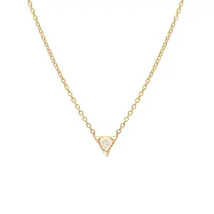 Gemnel custom 18k Gold Plated initial 925 silver Mini Triangle Pendant cz necklace