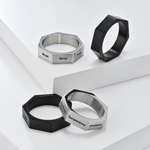 Personalidad multifacética digna de Instagram, distante y con un toque de los siete pecados capitales y las siete virtudes, anillos de acero de titanio, unisex. - Product Image 1