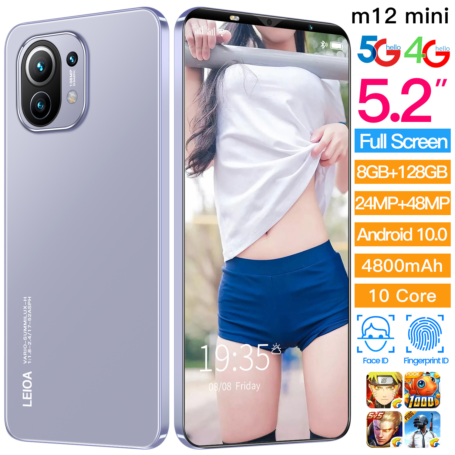 Новинка 2021, лидер продаж M12 Mini 8 ГБ + 128 ГБ Android 10, Оригинальный разблокированный смартфон, две SIM-карты, OEM Мобильные телефоны, AMOLED экран