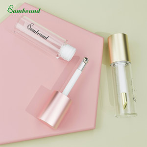 Brillo labial en tubo transparente de 20 ml con pincel grande, botella redonda de plástico vacía, combinada con cabezal de pincel de aleación de zinc. - Product Image 5
