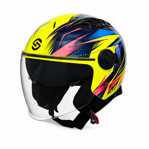 Casco de Motocicleta Tres Cuartos con Certificación DOT, Forro Interior de Rápida Extracción, Visera de Doble Lente, Buena Ventilación y Control del Calor - Product Image 1