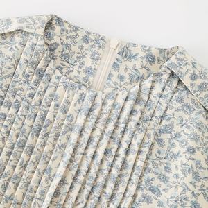 I produttori di Streetwear personalizzano il finto collo Vintage su tutta la stampa floreale modesto camicia abito femminile plissettato da chiesa donna - Product Image 3